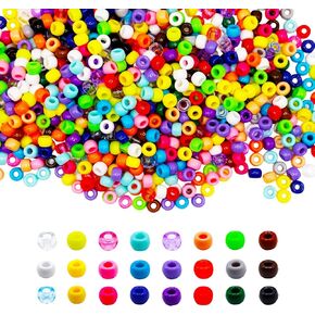 Pony Beads, 4800pcs 24 Colors 6x9 mm Plastic Pony Beads for Craft, Hair Beads for Braids, Colored Beads for DIY Projects - Pony Beads Bulk with Mixed Wrapped