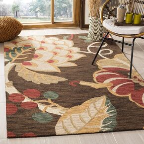 SAFAVIEH Jardin Collection Accent Rug - 3' x 5', Brown & Multi, Handmade Floral Wool, Ideal for High Traffic Areas in Entryway, Living Room, Bedroom (JAR326A)