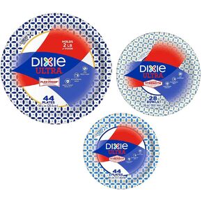 Dixie Ultra Heavy Duty Paper Plate & Bowl Bundle, Large Plate 10 1/16" (44 ct), Small Plate 6 7/8" (44 ct) and Bowl (28 ct)