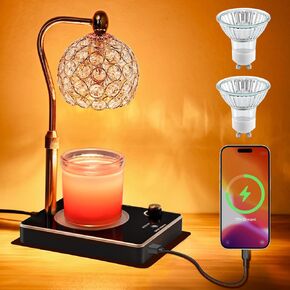 MACASA Candle Warmer Lamp with Remote Control & Touchpad Electric Candle Warmer Lamp with Timer & Dimmer Height Adjustable Candle Lamp Compatible with Small and Large Jar Candles