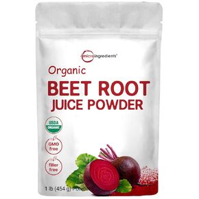 Micro Ingredients Organic Beet Root Powder, 1 Pound, Cold Pressed and Water Soluble, Beet Juice Pre-Workout Concentrated Powder, Energy & Immune System Support, Non-GMO
