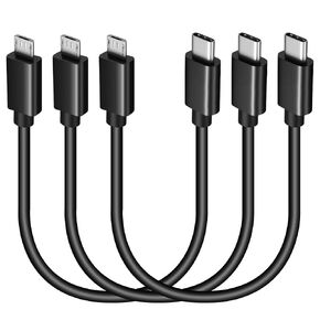 UCEC 3PCS Short USB C to Micro USB Cable, Micro USB to USB C Cable, Type C to Micro USB to USB-C Charging Cord, MicroUSB to USB C USBC for MicroUSB USBC Devices Tablet Camera Speaker Phone, 0.88ft