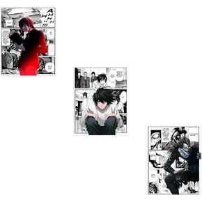 Ouroboros Art & Design - مجموعة ملصقات الرسوم المتحركة Death Note - Yagami Light وRyuk وL - ورق ممتاز غير لامع 300 جرام في المتر المربع - مجموعة من 3-8x10 بوصة - غير مؤطرة in Kuwait