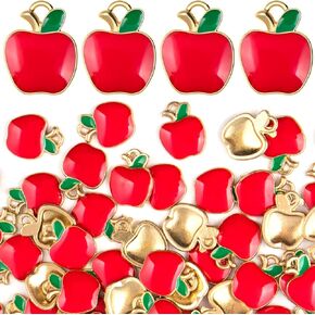 Joez Wonderful Apple Pendant Charm, Apple Shape Alloy Enamel Fruit Pendants Beads for Handmade Earring Necklace Bracelet