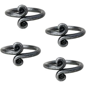 Hand Forged Metal Spiral Point Napkin Ring Set of 4 Pcs Wrought Iron Handmade Napkin Ring for Wedding Dinner Parties, Dining Room, Family Gathering and Special Occasion by Living Ideas