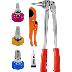 AMZCNC PEX Tube Expansion Tool Kit Manual Expander Tool Kit ASTM F1960 Standard PEX Expansion Tool Kit with 1/2", 3/4", and 1" Expansion Heads for PEX-a Tubing - Includes Tube Cutting Tool