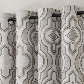 AIRWILL Retro Vintage Geometric Blackout Curtains 84 Inches Long 2 Panels, Grommet Top Window Treatment Moroccan Insulated Drapes (52 x 84 Inch, 2 Panels, Green)