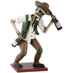 YTC El Borracho Green Skeleton Holding Liqour Bottle