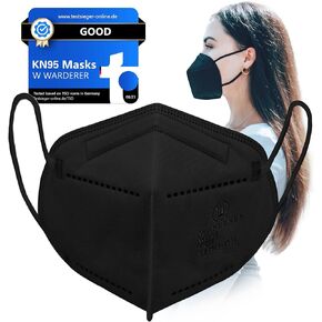 KN95 Face Masks 15 Pack, Black KN95 Masks for Adults, Protective Dust Masks with 99.5% Filter Performance, Comfortable Disposable Face Mask, Respirator Mask GB2626-2019 Standard