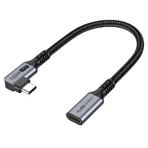 USB C Extension Cable 3 Feet, USB Type C Extender Cord USB 3.1(10Gbps) Male to Female Right Angle Fast Charging Compatible for Mac-Book Pro/Air, Switch, Laptop, Tablet and Mobile Phone