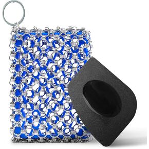[Exclusive Edition] BTLUX Cast Iron Scrubber, Cast Iron Sponge – 316 Stainless Steel, Triple Ring Chainmail - Perfect Cleaner for Cast Iron Pans, Skillets, Pots, Woks (Black)