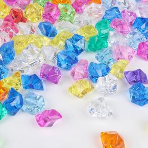OceeK Fake Ice Rocks Fake Crushed Ice Rocks 190-210Pcs Multicolor Acrylic Ice Rock Blue Fake Crushed Ice Rocks Assorted Color Acrylic Diamond Vase Fillers Gems Plastic Suitable for Decoration
