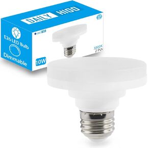 لمبة إضاءة LED مع برغي E26، لمبة إضاءة مسطحة صغيرة جدًا، 10 وات (ما يعادل 75 وات)، قابلة للتعتيم، 1100LM، 3000K، 120V، قاعدة متوسطة E26، مدرجة في قائمة ETL، لمبات E26 منخفضة المظهر للمصباح. (3000 ألف، 1 حزمة)