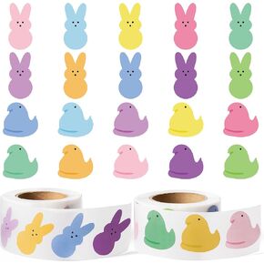 Easter Kids' Stickers Rolls - 1000pcs(2 Rolls)20 Styles Easter Bunny Marshmallow Chick Sticker Roll Cartoon Cute Giftwrap Self-Adhesive Novelty Easter Gift Wraping School Student Prizes Reward in Kuwait