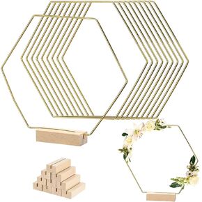 MECCANIXITY Metal Floral Hoop 8 Inch Wreath Rings Centerpiece Table Decorations Gold Tone for DIY Wedding Birthday Party Events 10 Set