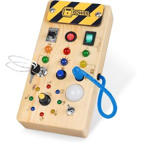 Montessoti Busy Board with Led Light, Toddler Toys Preschool Learning Activities Sensory Toys for Toddlers, Montessoti Toys for 1+, 2, 3 Year Old Toddler Birthday Gift
