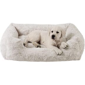 Best Friends by Sheri Soothe & Snooze Lounge Shag Rectangular Dog Bed, Washable, Frost, Medium 30" x 20"
