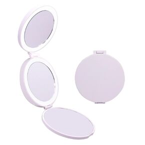3-in-1 Trifold Lighted Back to School Compact Mirror, 1X, 5X, 10X Magnification Distortion-Free Makeup Mirror, 24 Dimmable LED Lights, 1-Inch Thick, 3.8 x 3.8 Inches