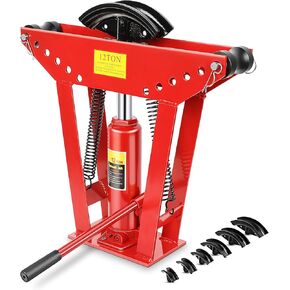 1/2" Hydraulic Pipe Bender 6 Dies (1/2",3/4",1",1-1/4",1-1/2",2") 12 Ton Manual Copper Tubing Bender Tool Adjustable Rollers 90°-180° Steel Iron Metal Ratcheting