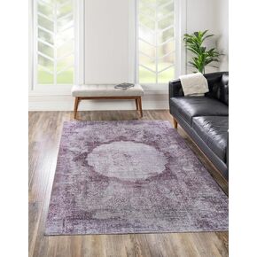 Unique Loom Yara Collection Area Rug - Nayer (5' 1" x 8' Rectangle, Pink Ivory/ Gray)