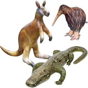 Jet Creations 3 Pack Inflatable Kangaroo Kiwi Gator Safari Great for Pool, Party Decoration, an-KKG