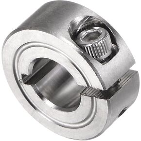 uxcell Single Split Clamp-On Shaft Collar 3/8" Bore One-Piece Clamping Collar, 7/8" OD, 11/32" Width, 304 Stainless Steel Axle Collar Clamp, Set Screw Style