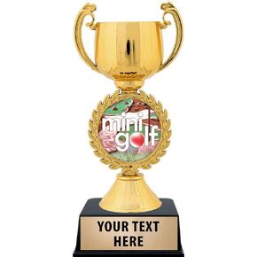Crown Awards Personalized Mini Golf Trophy, 7.25" Gold Cup Mini Golf Trophies with Free Custom Engraving Prime