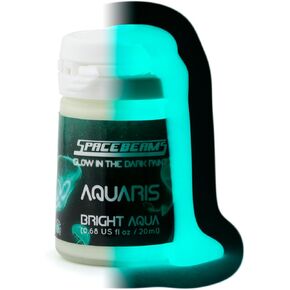 SpaceBeams Glow in the Dark Paint, Aquaris 0.68 fl oz (20ml), Bright Aqua Color (Light Blue/Turquoise)