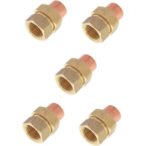 EZ-FLUID Plumbing 1/2" C X FIP LF Brass Copper Pipe Union C x Female Iron Threaded (Copper Sweat Sockets X FIP) Connection Copper Fitting,Straight (1 Pack)
