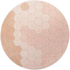 Lorena Canals Washable rug Round Honeycomb Blue Sage for kids room. Cotton. Blue Sagee. Size: Ø 4' 7"