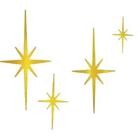 Mid Century Mordern Wall Decor -4Pcs Metal Gold Starburst Wall Hanging Decors Vintage Wall Art Decor Midcentury Gold Stars Wall Accents, Ideal for Vintage Home Office Room Decor