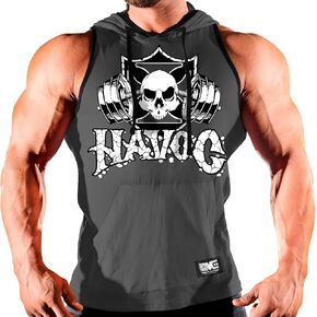 Men's Workout (Havoc Rough Barbell) Gym Hooded Tank Top