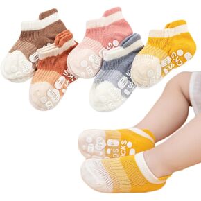 Adeimoo Baby Girls Non-Slip Socks Toddler Combed Cotton Socks Baby Newborn Cartoon Socks Anti-Slip Crew Socks for Infants