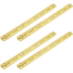 Oedema 4PCS 7.87" Piano Hinge Iron Continuous Hinge Gold Door Hinge for Wooden Box, Doors, Cabinet, Windows, 0.04" Leaf Thickness, 0.67" Open Width with Screws
