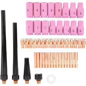 Welding Torch Parts, CK20 Consumables Torch Master Collet 53 Pcs/Set Welding Torch Body Parts Gas Lens Nozzle Collet Cup Kit Accessories for Wp-9 20 25