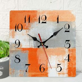 ArtSocket Wooden Wall Clock Silent Non-Ticking, Red Wine Grapes Farmhouse Modern Square Rustic Wall Clocks Decor for Home Kitchen Living Room Office, Battery Operated(12 Inch)