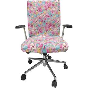 Ambesonne Blue Sky Office Chair Slipcover, Graphic Hot Air Balloons Illustration with Puffy Clouds, Protective Stretch Decorative Fabric Cover, Yellow Green Sky Blue