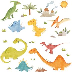 DECOWALL WL2-1505N Dinosaurs Kids Wall Stickers Wall Decals Peel and Stick Removable Wall Stickers for Kids Nursery Bedroom Living Room décor