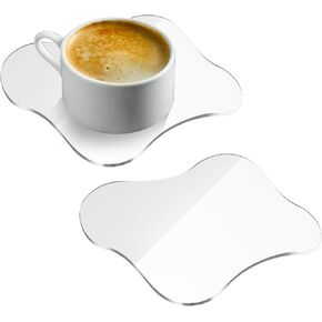 2 Pcs Acrylic Coaster Clear Desk Coaster Aesthetic Coasters Drink Cup Coasters Irregular Coffee Table Coasters Cloud Shape Desk Decoration for Home Kitchen Office Bar Dining Table