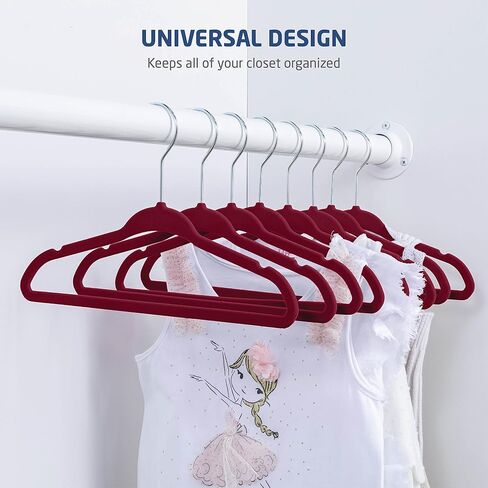 Zober Velvet Kids Hangers for Closet - Pack of 50 Non Slip Childrens Hangers for Shirts, Pants & Dresses w/Swivel Hook - Durable Clothes Hanger w/Notches - Small Hangers - Black in Saudi Arabia