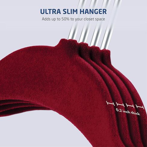 Zober Velvet Kids Hangers for Closet - Pack of 50 Non Slip Childrens Hangers for Shirts, Pants & Dresses w/Swivel Hook - Durable Clothes Hanger w/Notches - Small Hangers - Black in Saudi Arabia