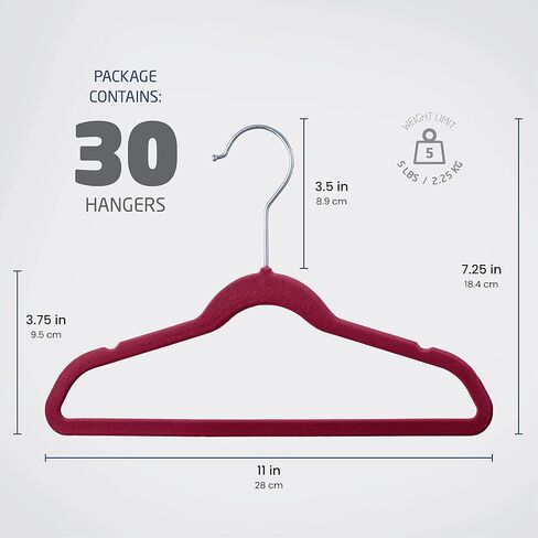 Zober Velvet Kids Hangers for Closet - Pack of 50 Non Slip Childrens Hangers for Shirts, Pants & Dresses w/Swivel Hook - Durable Clothes Hanger w/Notches - Small Hangers - Black in Saudi Arabia