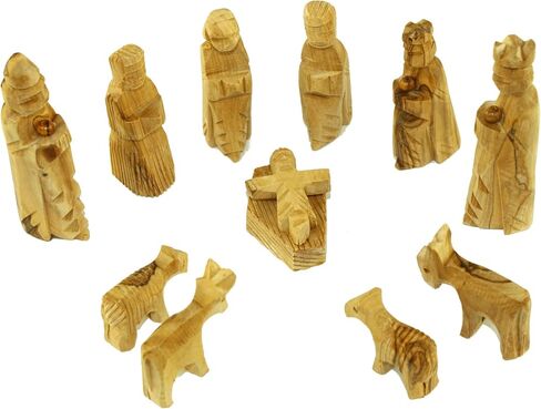 Holy Land Market Olive Wood Children's Nativity Set (12 Pieces Set) (3 Inches) in Saudi Arabia