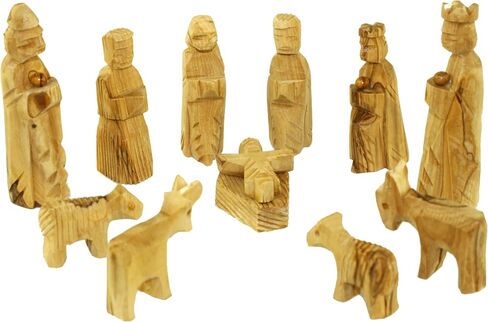 Holy Land Market Olive Wood Children's Nativity Set (12 Pieces Set) (3 Inches) in Saudi Arabia