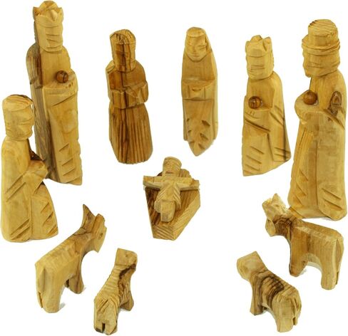 Holy Land Market Olive Wood Children's Nativity Set (12 Pieces Set) (3 Inches) in Saudi Arabia