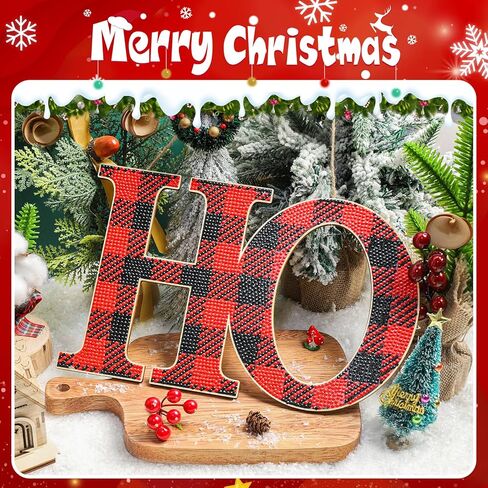 مجموعة كبيرة من 3 قطع من زخارف شجرة عيد الميلاد Ho Ho Ho Ho Ho Ho Ho Ho Ho Ho Ho Ho Ho Ho Ho Ho Ho Ho Ho Ho Ho Ho Ho 3 مجموعات من اللوحات الفنية الماسية المكونة من 3 قطع، زخرفة خشبية معلقة لتزيين حفلات عيد الميلاد (الجاموس الأحمر والأسود منقوشة) in Kuwait