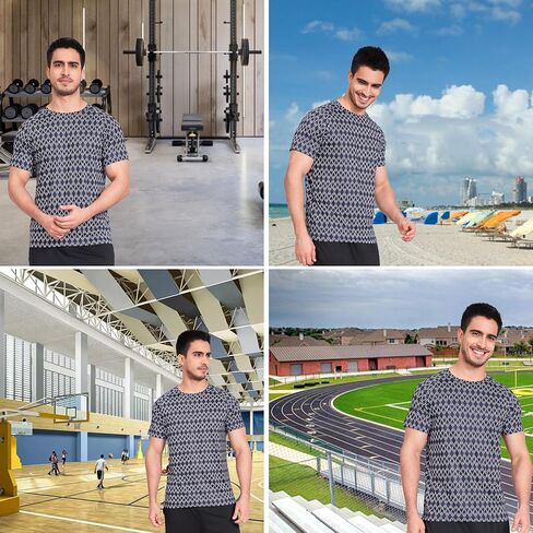 Quick Dry T Shirts for Mens Graphic Raglan Fit Athletic Cooling Tshirts for Man Fitted Soft Tee Shirts Crew Neck in Saudi Arabia