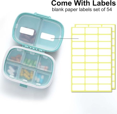 MEACOLIA Travel Pill Organizer, 1 Pack 8 Compartments Daily Pill Case Small Pill Box for Pocket Purse, Portable Pill Container Medicine Vitamin Organizer (Yellow) in Kuwait