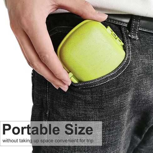 MEACOLIA Travel Pill Organizer, 1 Pack 8 Compartments Daily Pill Case Small Pill Box for Pocket Purse, Portable Pill Container Medicine Vitamin Organizer (Yellow) in Kuwait