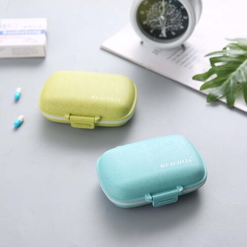 MEACOLIA Travel Pill Organizer, 1 Pack 8 Compartments Daily Pill Case Small Pill Box for Pocket Purse, Portable Pill Container Medicine Vitamin Organizer (Yellow) in Kuwait